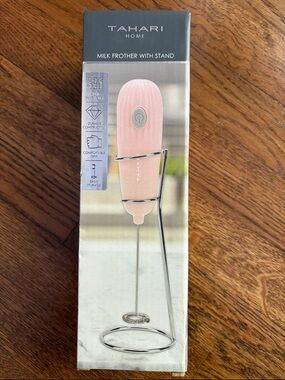 Tahari Pink Milk Frother with Stand